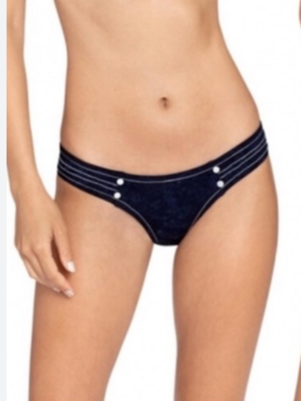 Robin Piccone Large L swimsuit bikini bottoms Valeria blue white stitching side